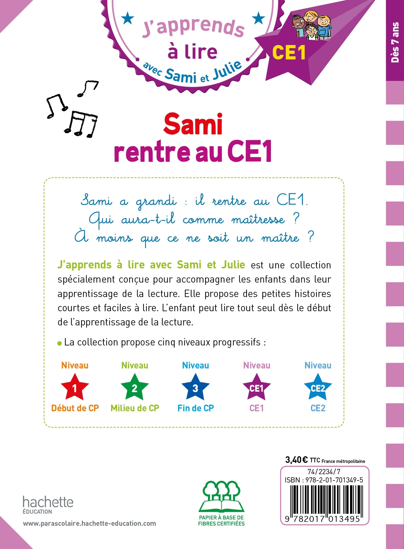Sami et Julie CE1 Sami rentre au CE1 - Thérèse Bonté, Emmanuelle Massonaud - HACHETTE EDUC