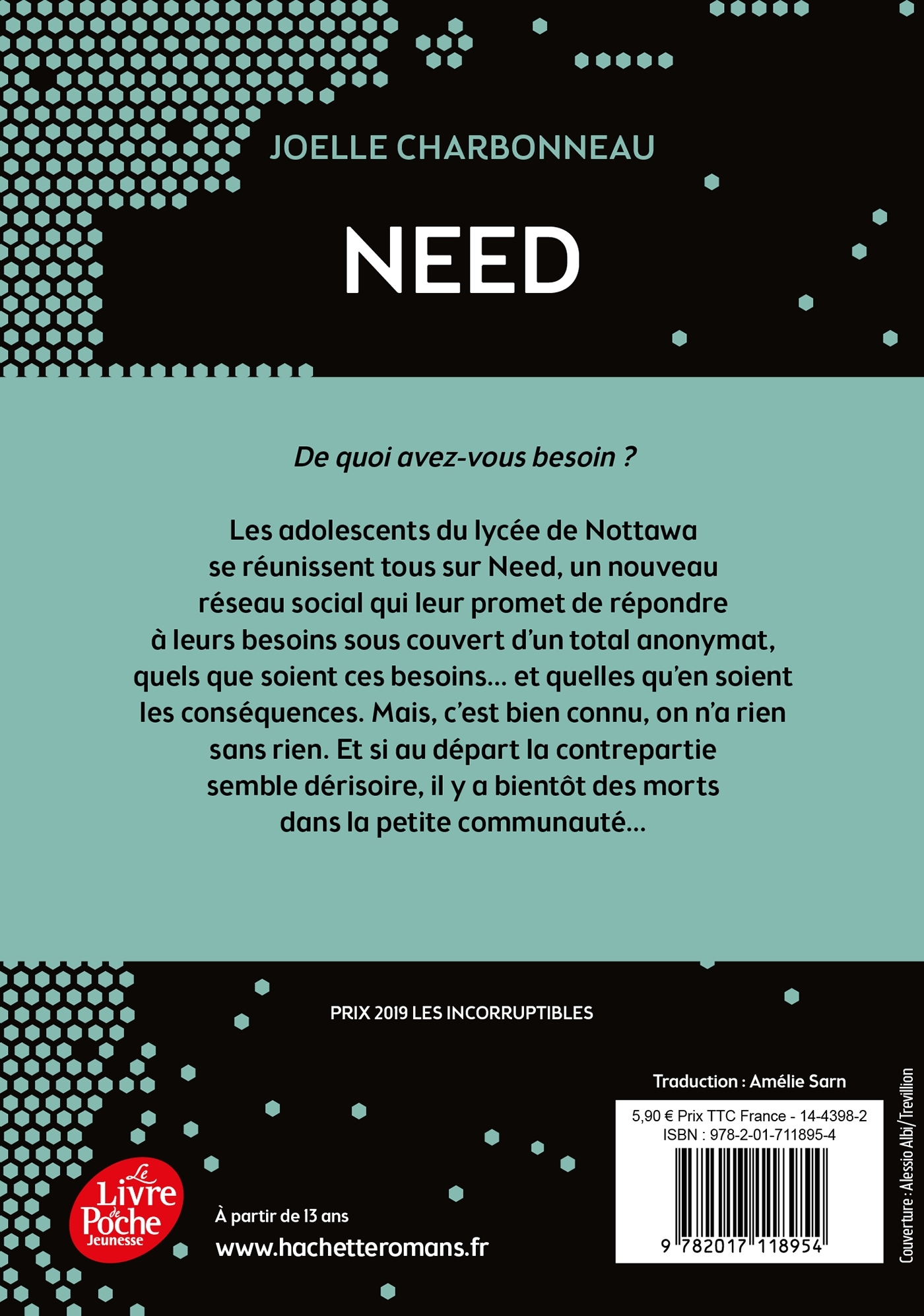 Need -  Amélie SARN, Joëlle Charbonneau, Amélie Sarn - POCHE JEUNESSE