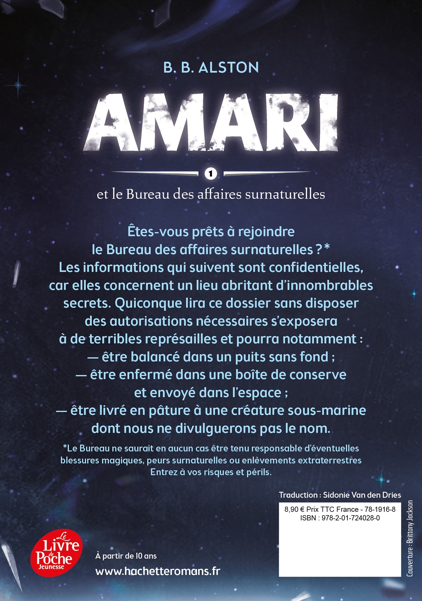 Amari et le bureau des affaires surnaturelles - Tome 1 - B.B. ALSTON, Sidonie Van Den Dries - POCHE JEUNESSE