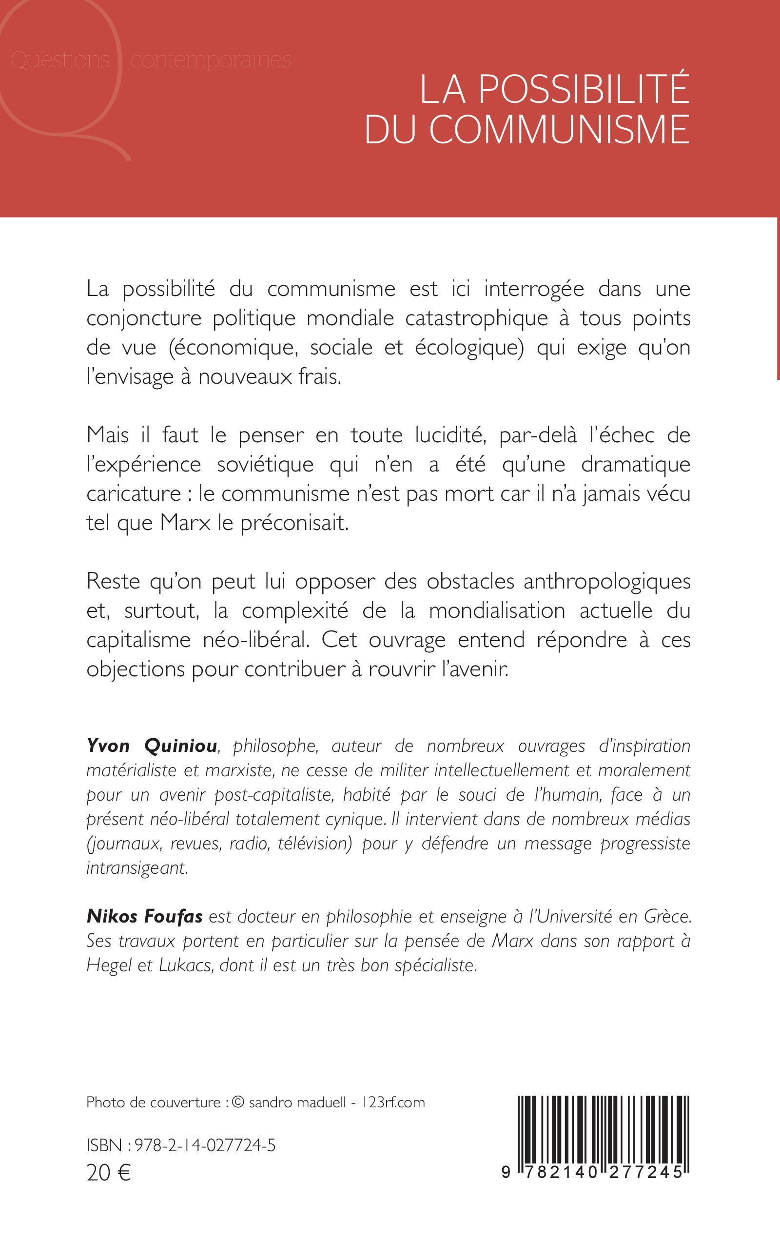 La possibilité du communisme - Yvon Quiniou, Nikos Foufas - L'HARMATTAN