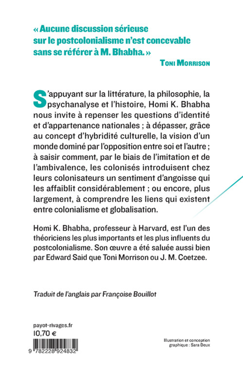 Les lieux de la culture - Homi K. bhabha, Françoise Bouillot - PAYOT