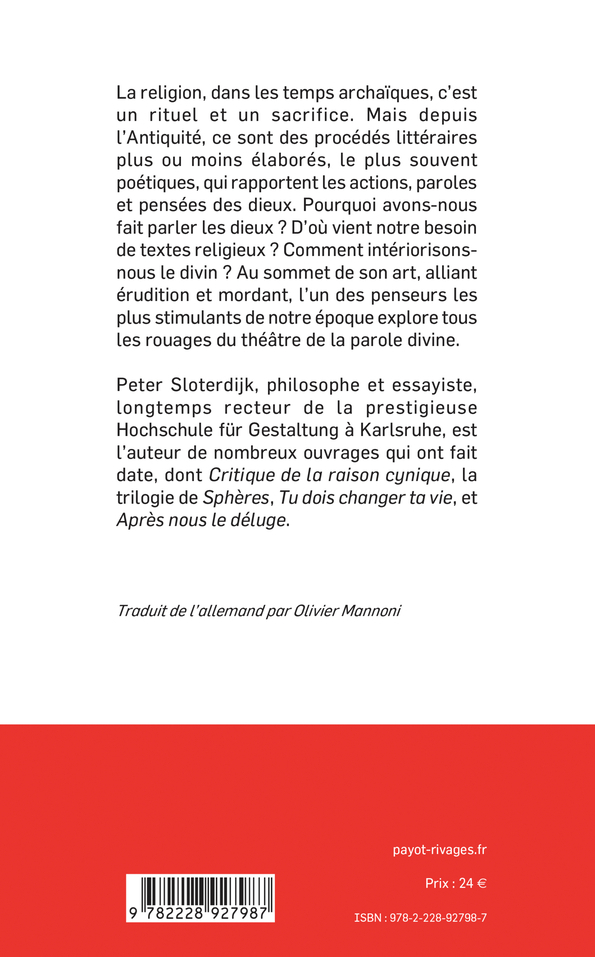 Faire parler le ciel - Peter Sloterdijk, Olivier Mannoni - PAYOT