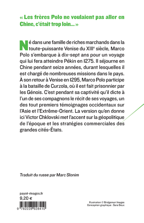 Le voyage de Marco Polo - Viktor Borisovitch Chklovski, Marc Slonim - PAYOT