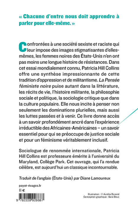 La pensée féministe noire - Patricia Hill Collins, Diane Lamoureux - PAYOT