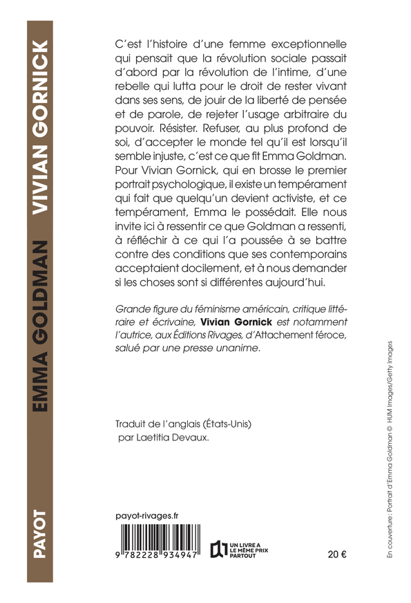 Emma Goldman - VIVIAN GORNICK, Laetitia Devaux - PAYOT