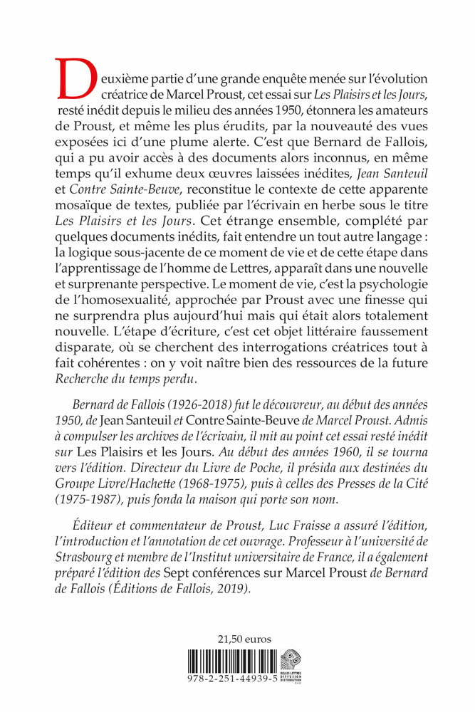 Proust avant Proust - Bernard De Fallois, Luc Fraisse - BELLES LETTRES