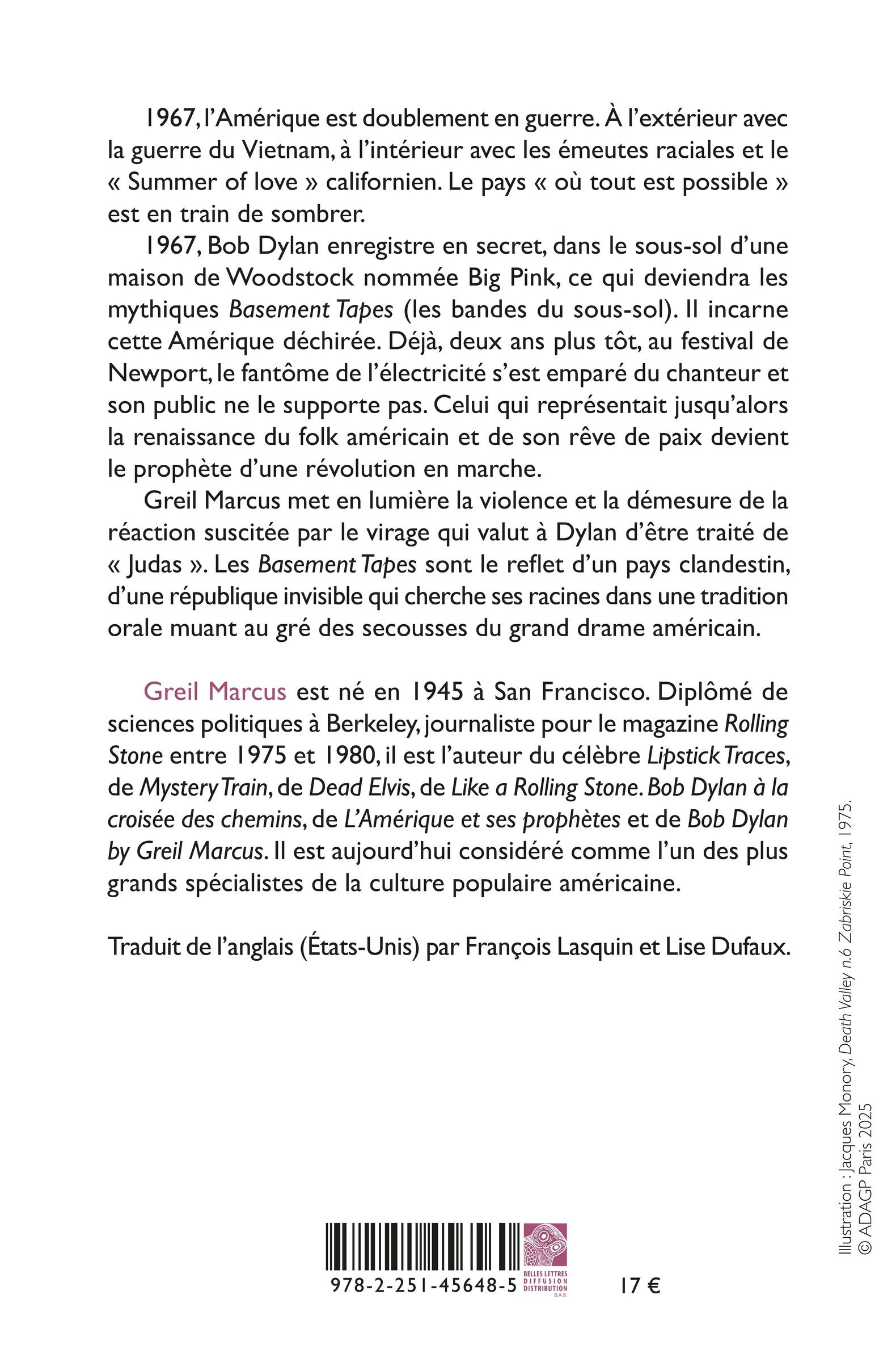 La République invisible - Greil Marcus, François Lasquin, Lise Dufaux - BELLES LETTRES