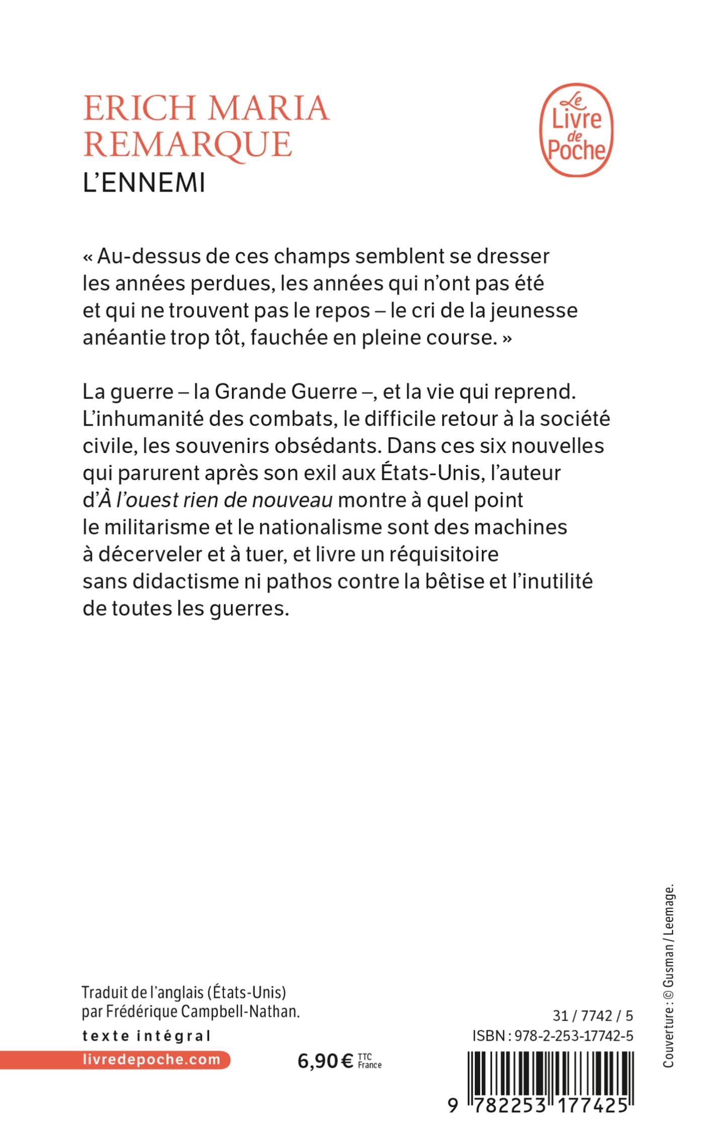 L'Ennemi - Erich Maria Remarque - LGF